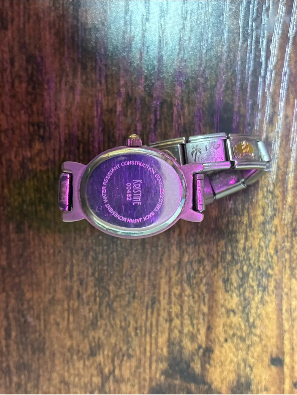 Vintage Italian Charm Bracelet Watch Stainless Steel w/ 14k Accent & Disney